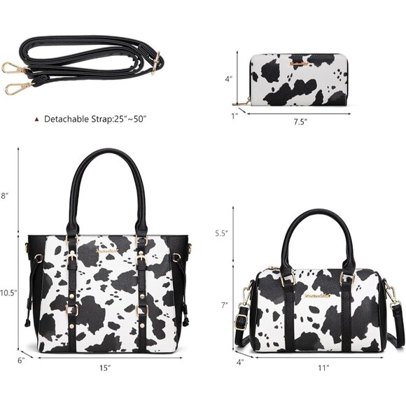 3PCS Purses for Women Tote Bag and Wallet Set Shoulder Satchel Handbags - Picture 4 of 8